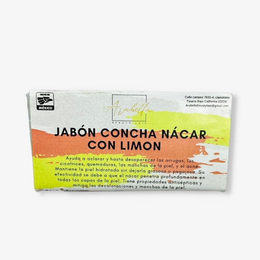 Imagen de jabón concha nácar con limón. Aclara y desaparece arrugas.