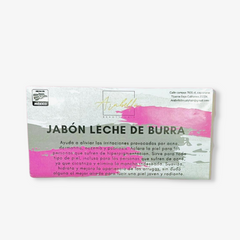 Imagen de jabón de leche de burra, útil para aliviar irritaciones y problemas en la piel como lo es la dermatitis y psoriasis.