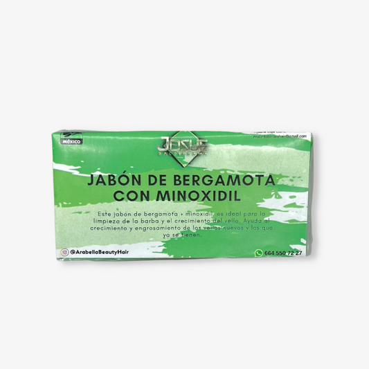 Imagen de jabón de bergamota con minoxidil. Ideal para limpieza de barba y crecimiento del vello.